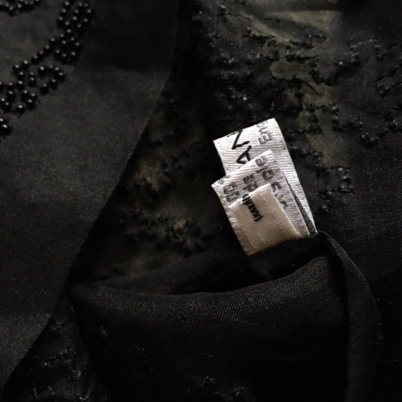 MEGAN PARK black sheer silk beaded collared blouse - Picture 11 of 13